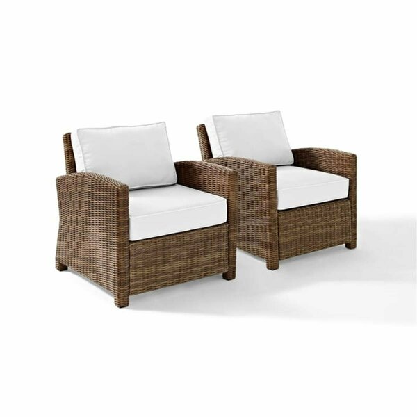 Claustro Bradenton Outdoor Armchair Set - Sunbrella - 2 Armchairs, White & Weathered Brown - 2 Piece CL3036231
